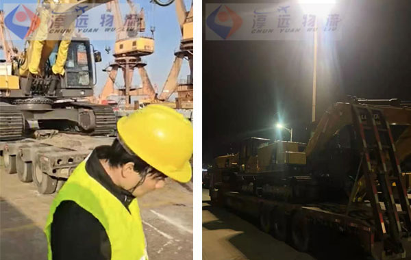 挖掘機裝車現場